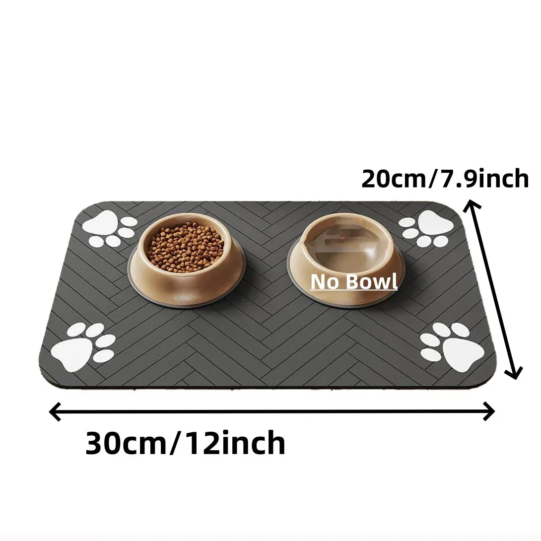 Tapete absorbente para comedero de mascotas, con base de goma impermeable y secado rápido para perros y gatos.
