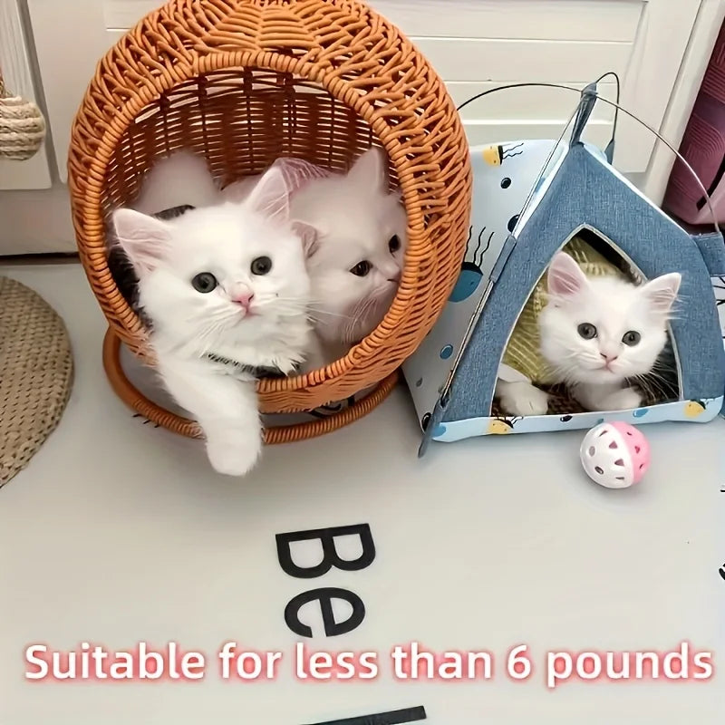 Cesta de frutas de lujo para gatos, hamaca tejida a mano, cómoda y resistente, no se daña fácilmente.