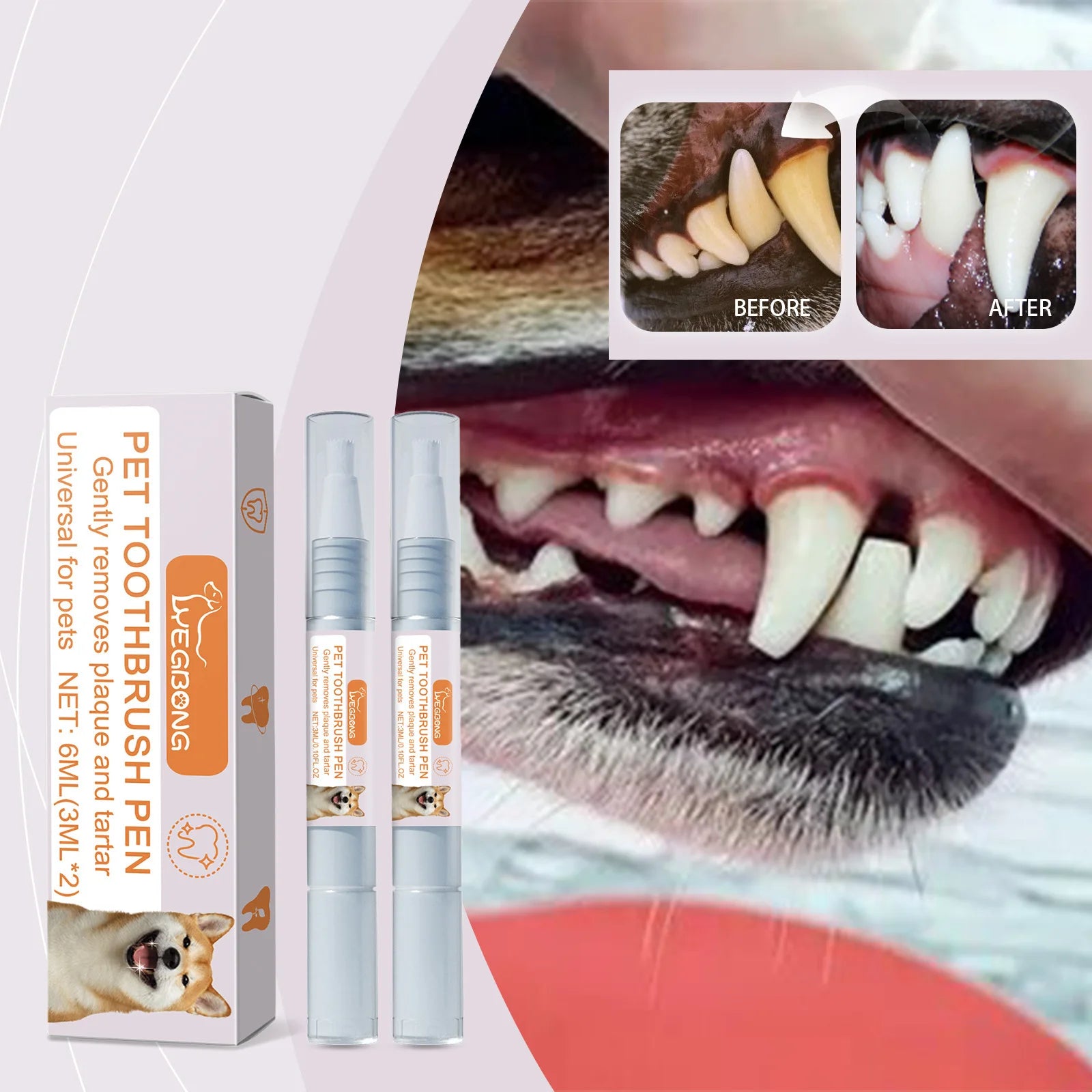 Bolígrafo dental para mascotas Cepillo de dientes para perros Herramienta de limpieza dental Cepillo para dientes Aliento fresco Blanqueador de dientes Removedor de sarro Cuidado oral para gatos Suministros para mascotas
