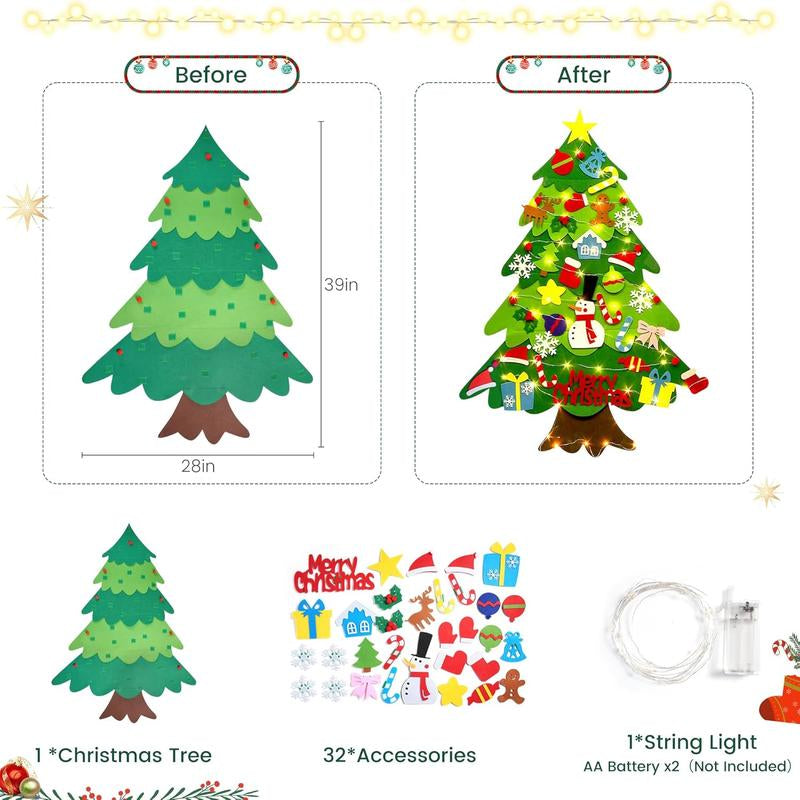 Árbol de Navidad de fieltro ecológico para niños pequeños