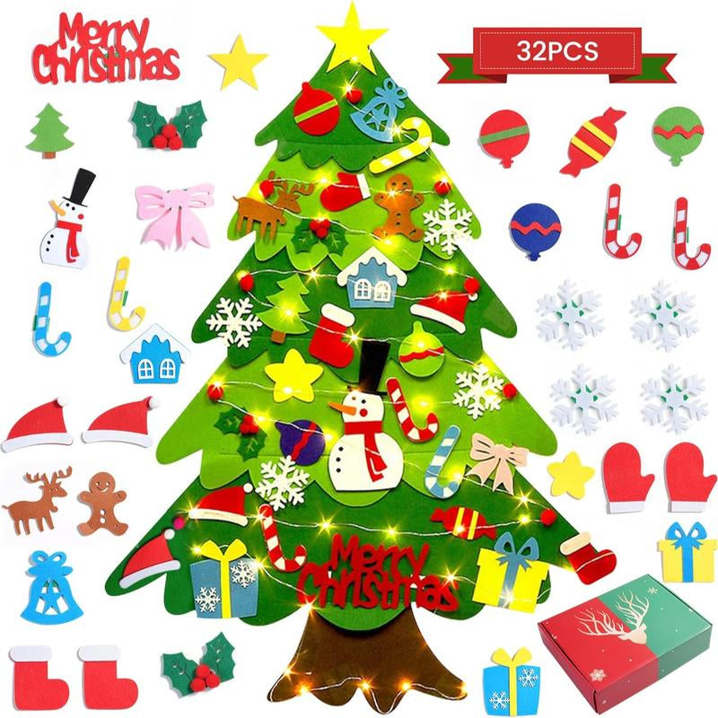 Árbol de Navidad de fieltro ecológico para niños pequeños