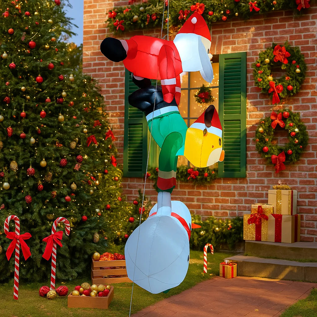 Bring Holiday Cheer Home with Our 2.4M Inflatable Santa, Reindeer, and Snowman Stack - Perfect for Christmas Yard Decor!