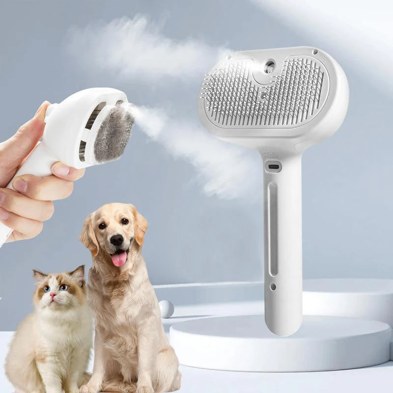 Peine de vapor para perros, cepillo de masaje para mascotas, carga USB
