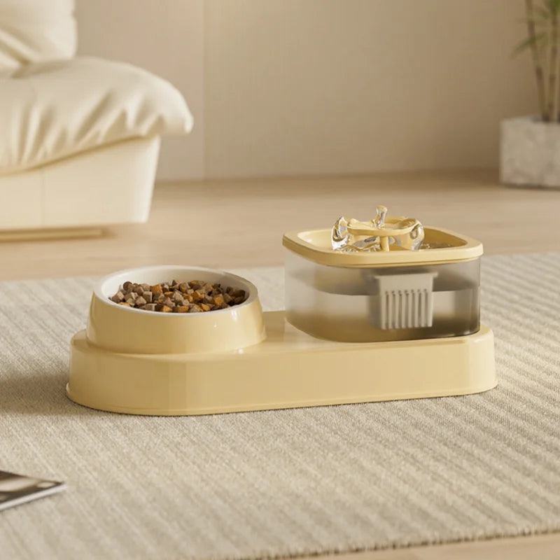 Fuente de agua 2 en 1 para mascotas con filtro automático, bebedero silencioso para gatos, alimentador de mascotas, recirculación y filtrado para accesorios de bebedero de gatos