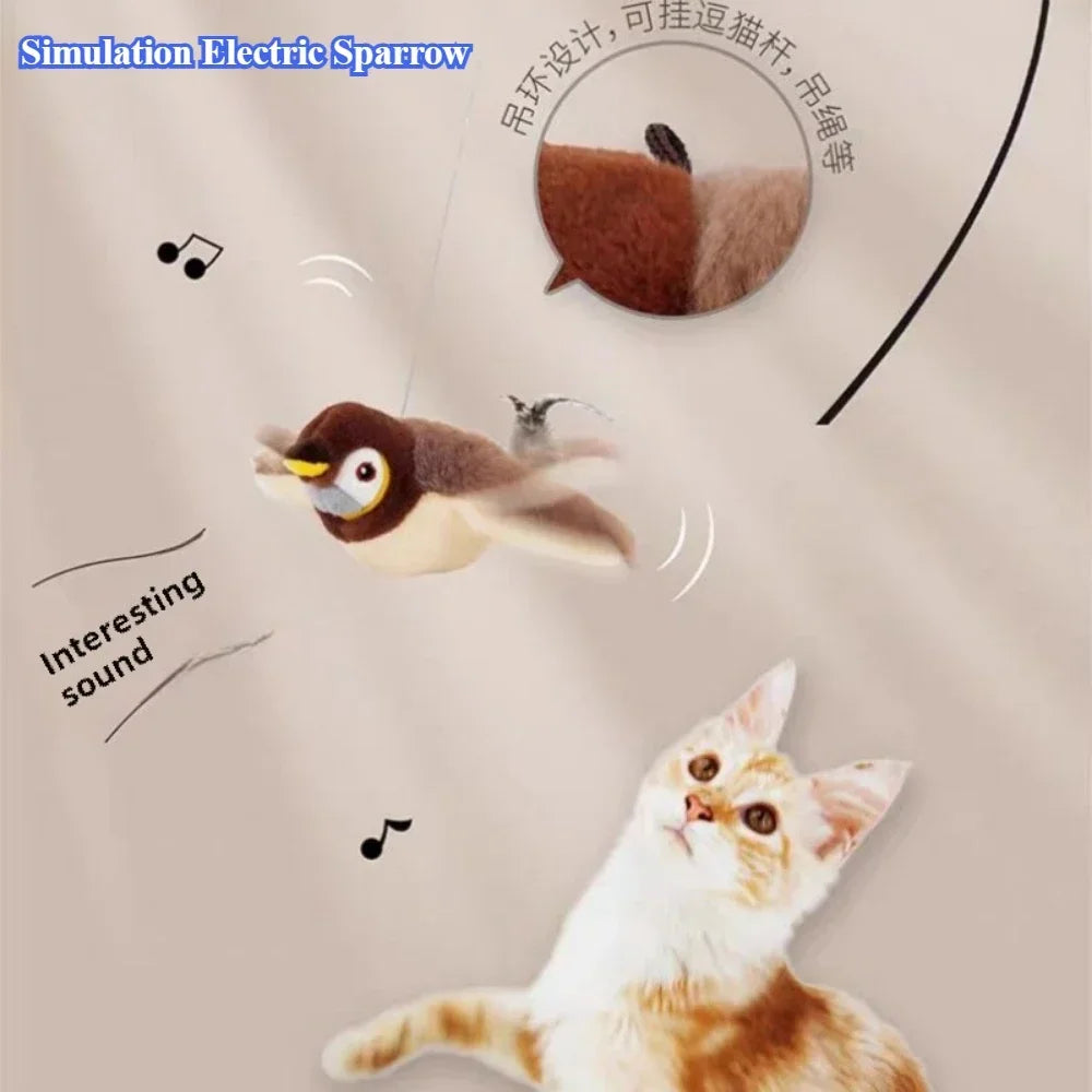 Juguetes Interactivos para Gatos Hot Cat Catnip Pájaro Eléctrico Pat (Con Catnip) Juguete de Peluche Chirriante Activado al Tacto para Perros y Gatos Recargable por USB