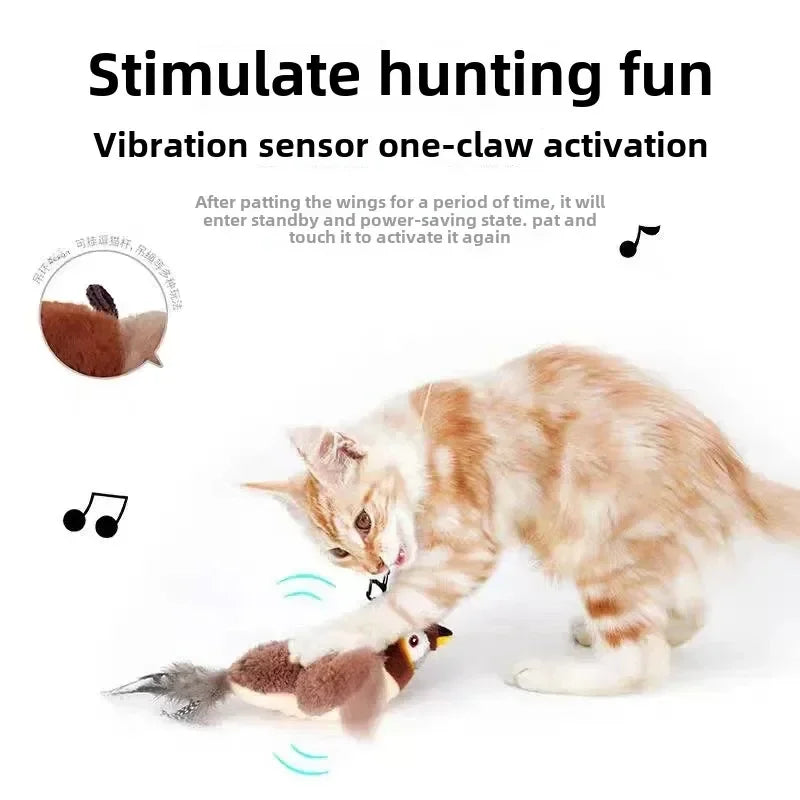 Juguetes Interactivos para Gatos Hot Cat Catnip Pájaro Eléctrico Pat (Con Catnip) Juguete de Peluche Chirriante Activado al Tacto para Perros y Gatos Recargable por USB