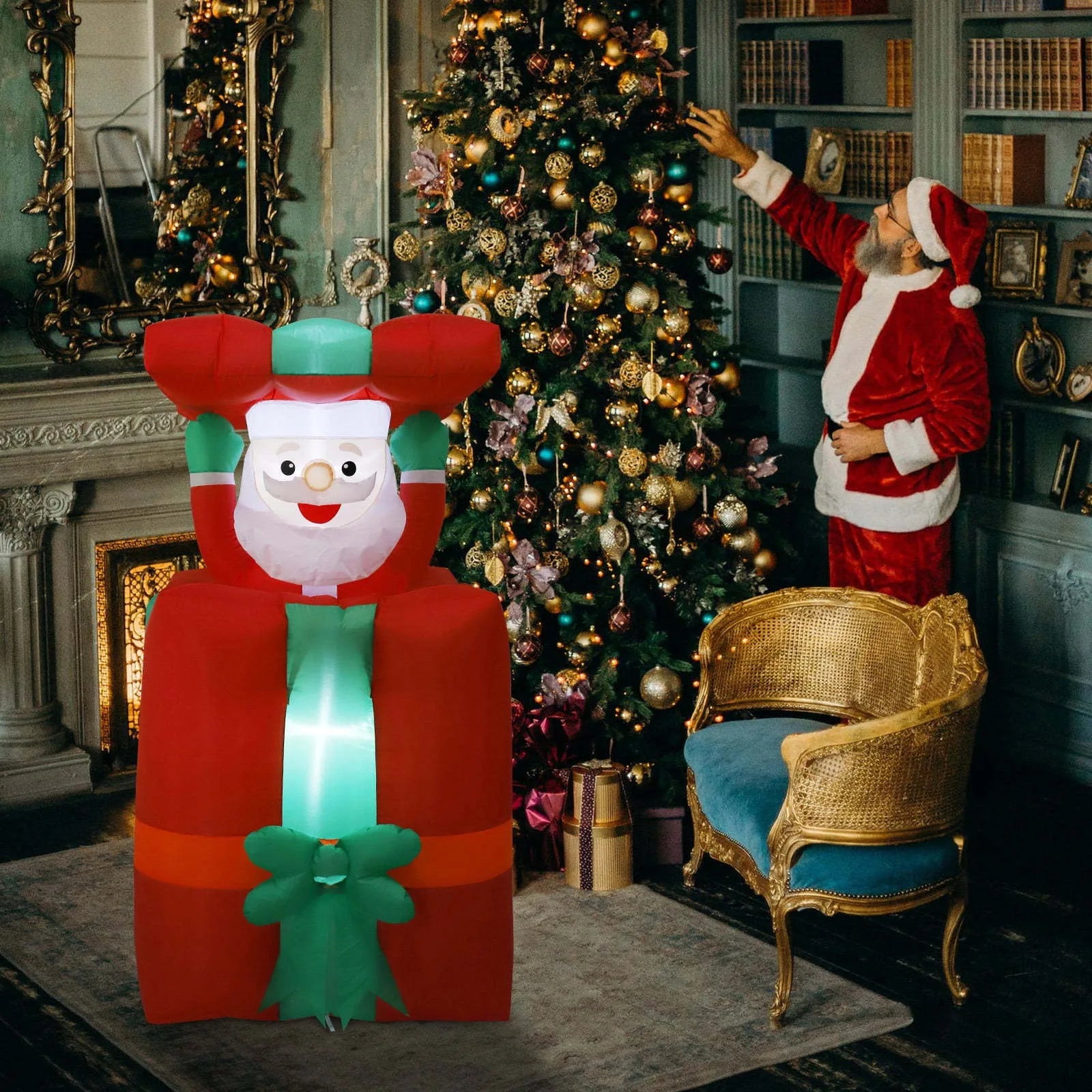Bring Holiday Cheer Home with Our 8FT Climbing Santa Inflatable - Perfect for New Year Celebrations!
