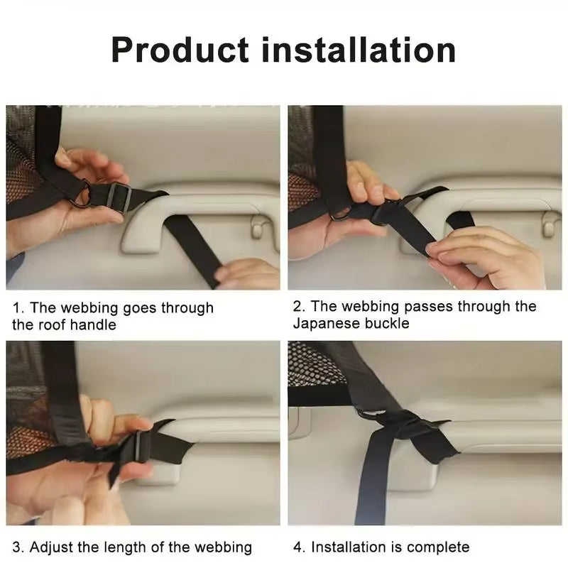 SUV Car Ceiling Storage Net Pocket Car Roof Bag Interior Cargo Net Breathable Mesh Bag Auto Stowing Tidying Interior Accessories