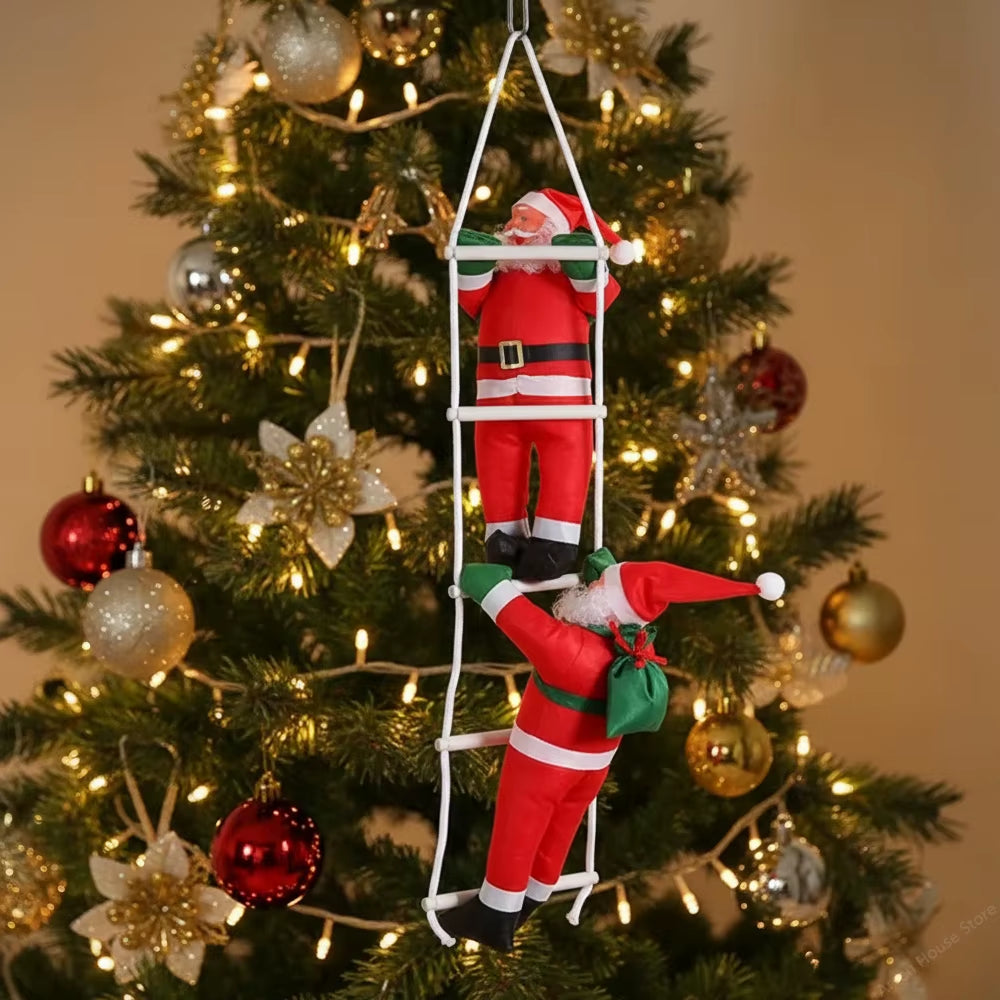 decoración santa subiendo escalera